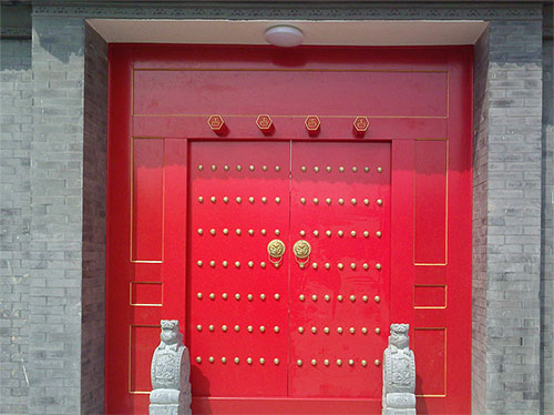 门头沟中国传统四合院系列朱红色中式木制大门木作